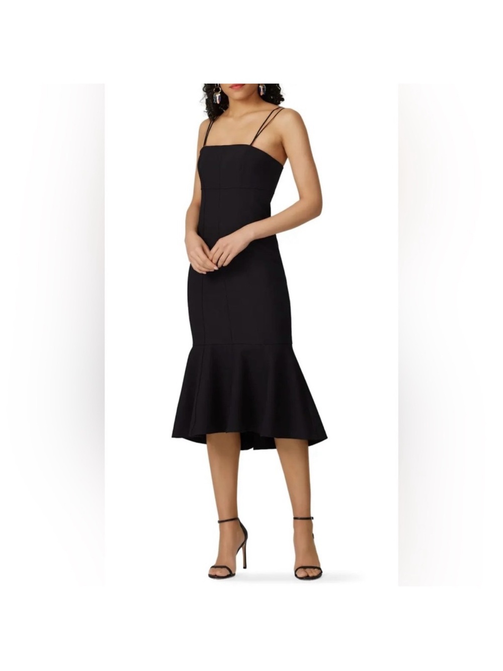 cinq a sept Classic Black Spaghetti-Strap Midi Dress -Sz 8